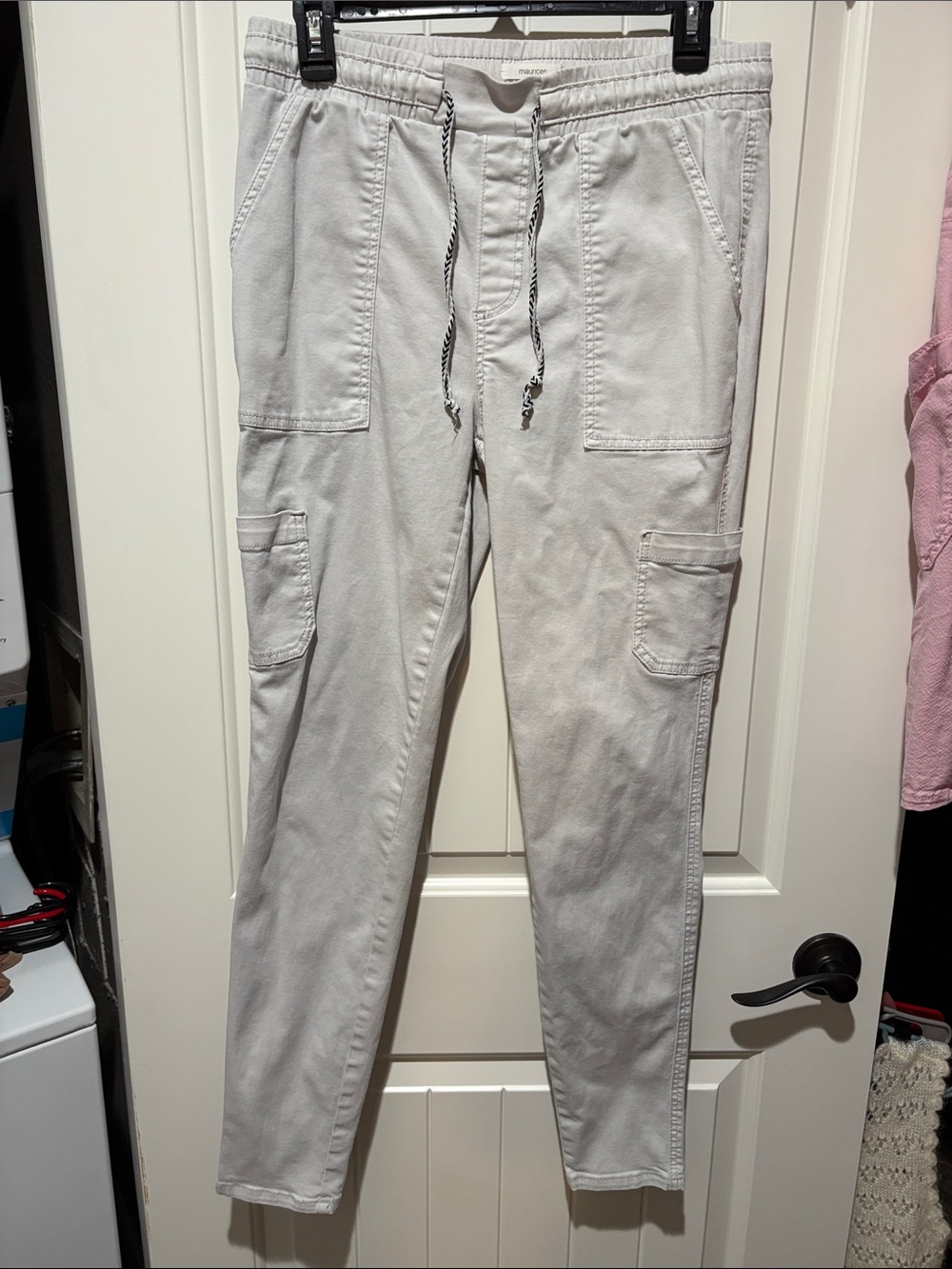 Maurices Light Gray Straight Leg Cargo Jumpsuit Pants